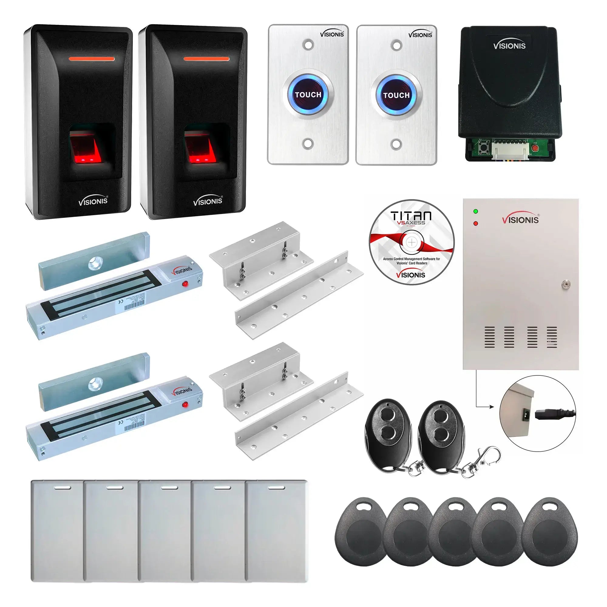 Commercial Building Access Control Systems with Fingerprint Reader, Magnetic Door Locks, Software - FPC-9315