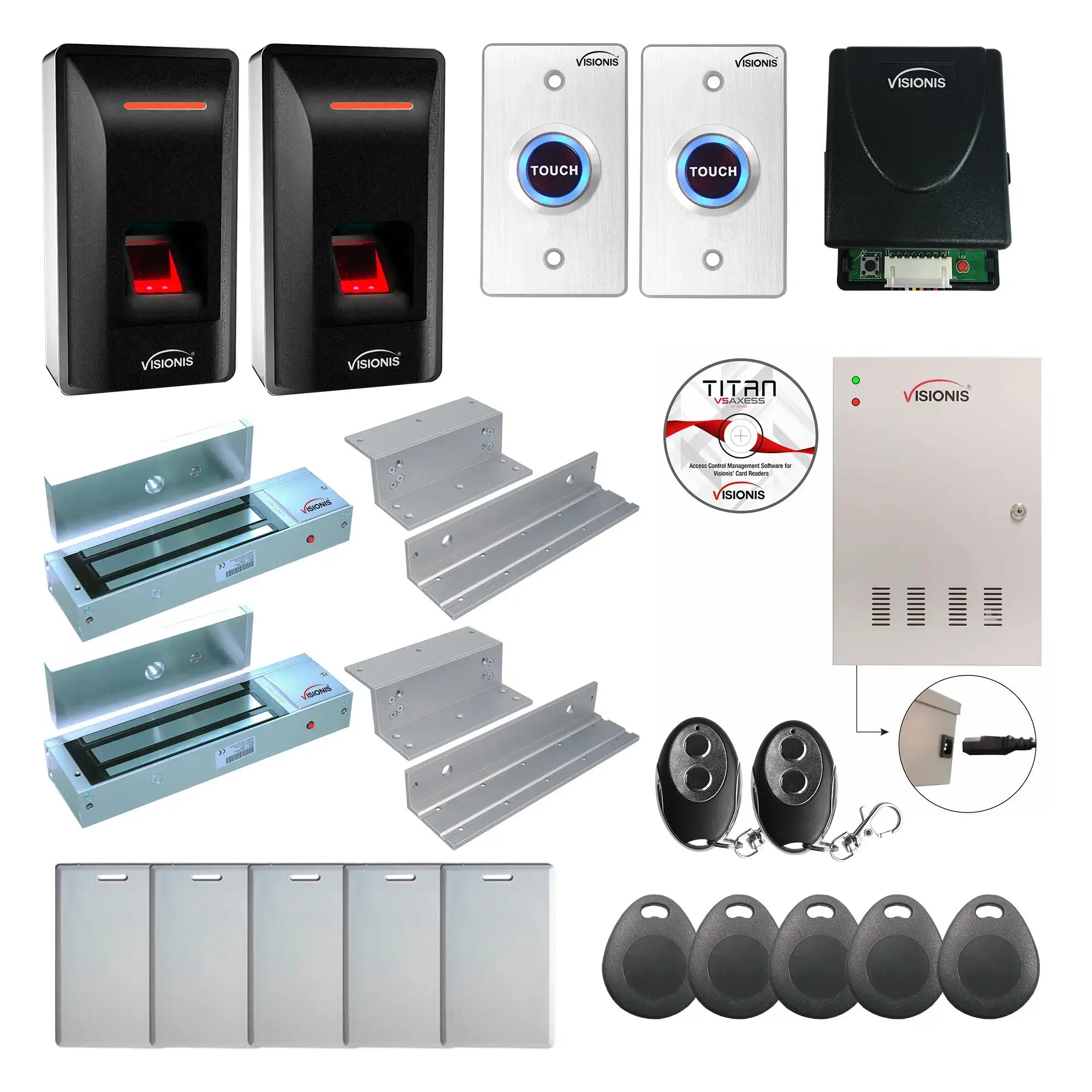 Biometric Access Control Systems with Fingerprint Reader, Magnetic Door Locks, Software - FPC-9317