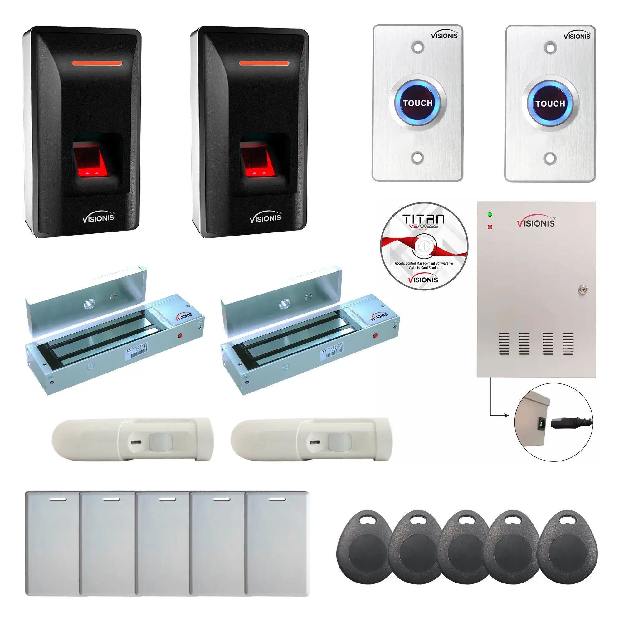 Biometric Access Control Systems with Fingerprint Reader, Magnetic Door Locks, PIR, Software - FPC-9320