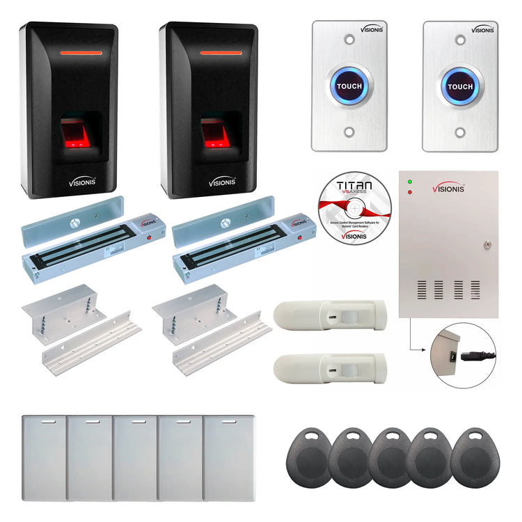 Biometric Access Control Systems with Fingerprint Reader, Magnetic Door Locks, PIR, Software - FPC-9322