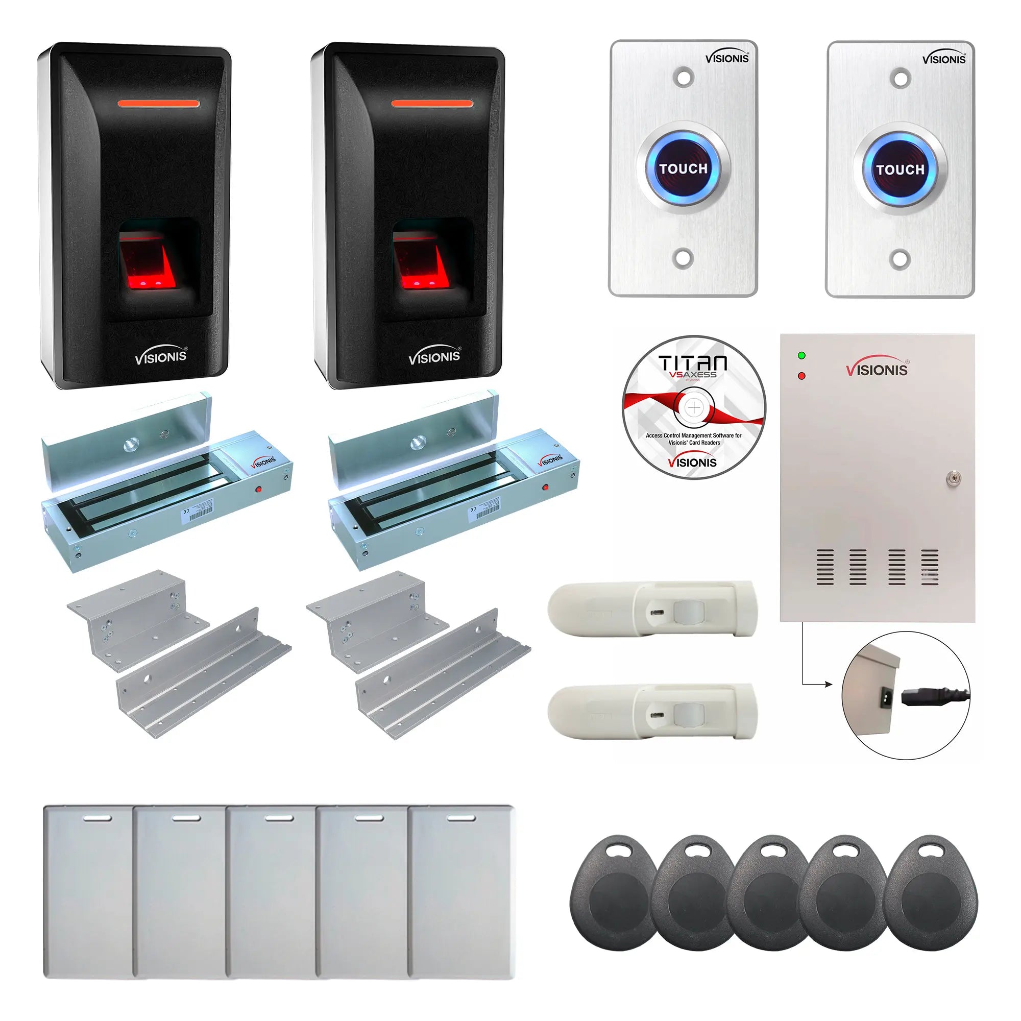 Business Access Control Systems with Biometric Fingerprint Reader, Magnetic Door Lock, PIR, Software - FPC-9323