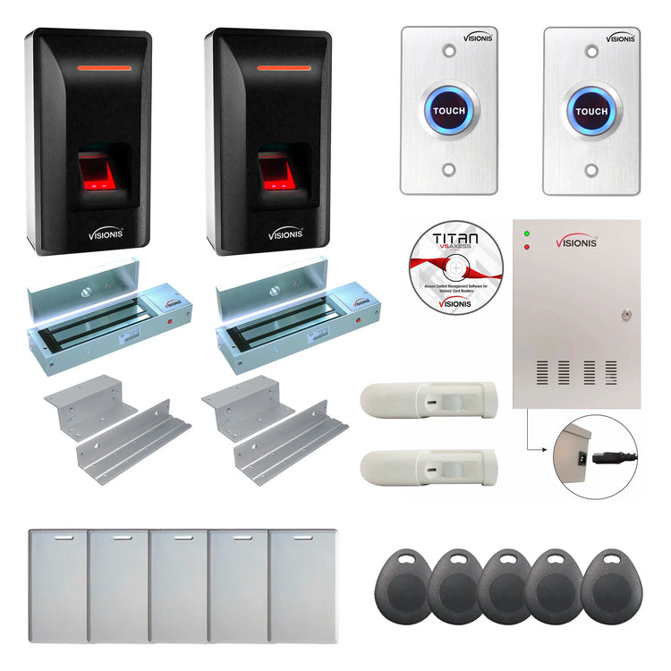 Business Access Control Systems with Biometric Fingerprint Reader, Magnetic Door Lock, PIR, Software - FPC-9323