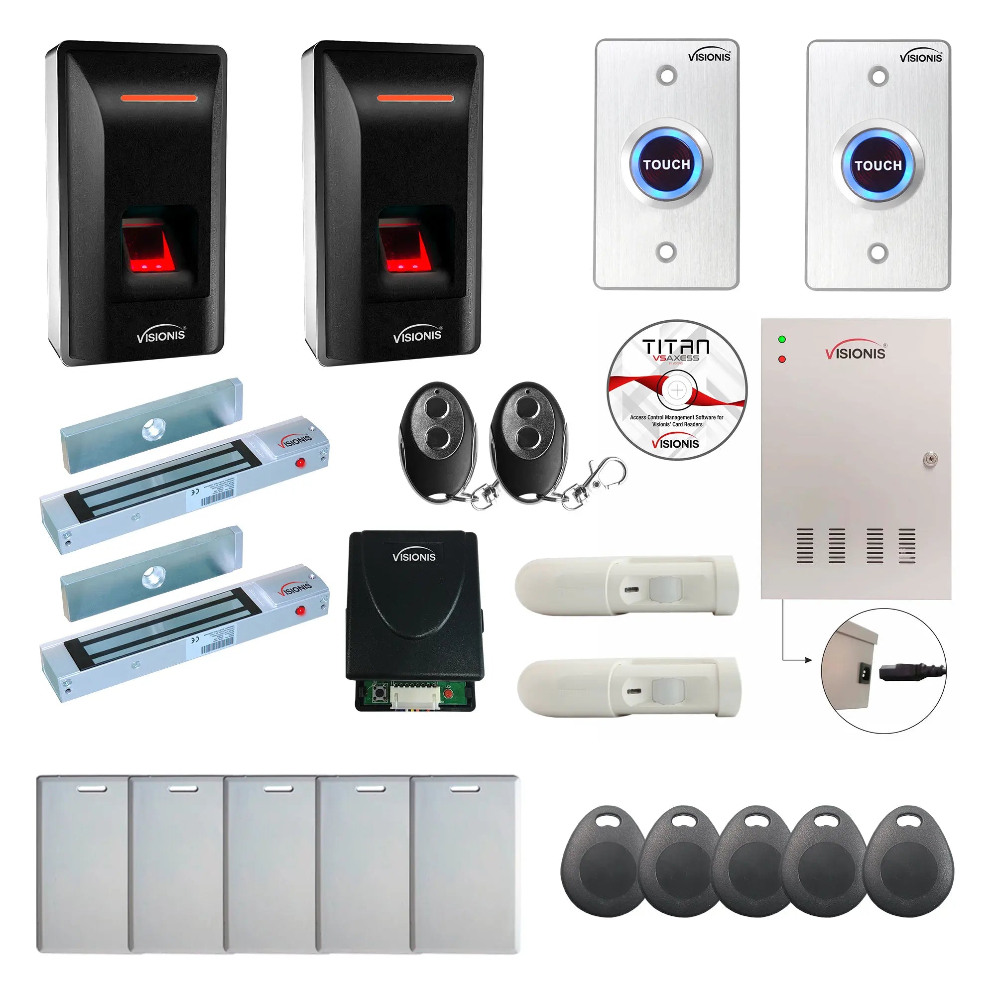 Business Access Control Systems with Biometric Fingerprint Reader, Magnetic Door Lock, PIR, Software - FPC-9324