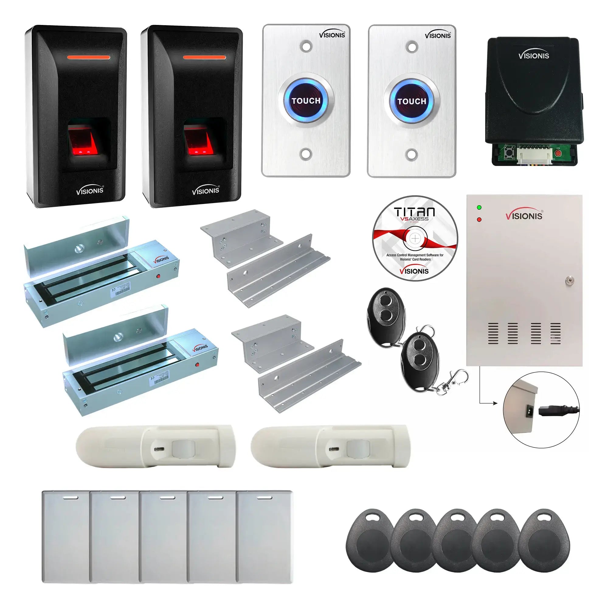 Business Access Control Systems with Biometric Fingerprint Reader, Magnetic Door Lock, PIR, Software - FPC-9329