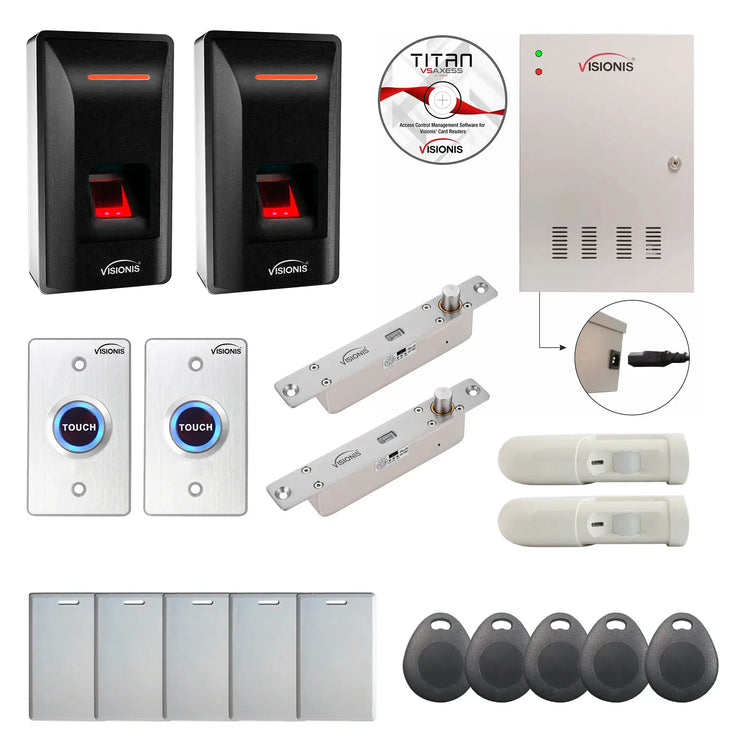 Card Access Control Systems with Biometric Fingerprint Reader, Drop Bolt, PIR, Software - FPC-9332
