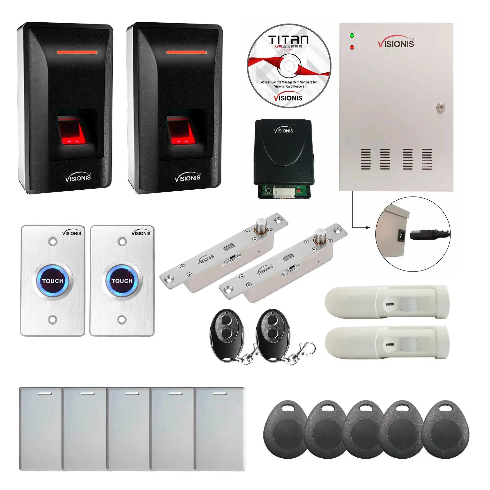 Card Access Control Systems with Biometric Fingerprint Reader, Drop Bolt, PIR, Software - FPC-9334