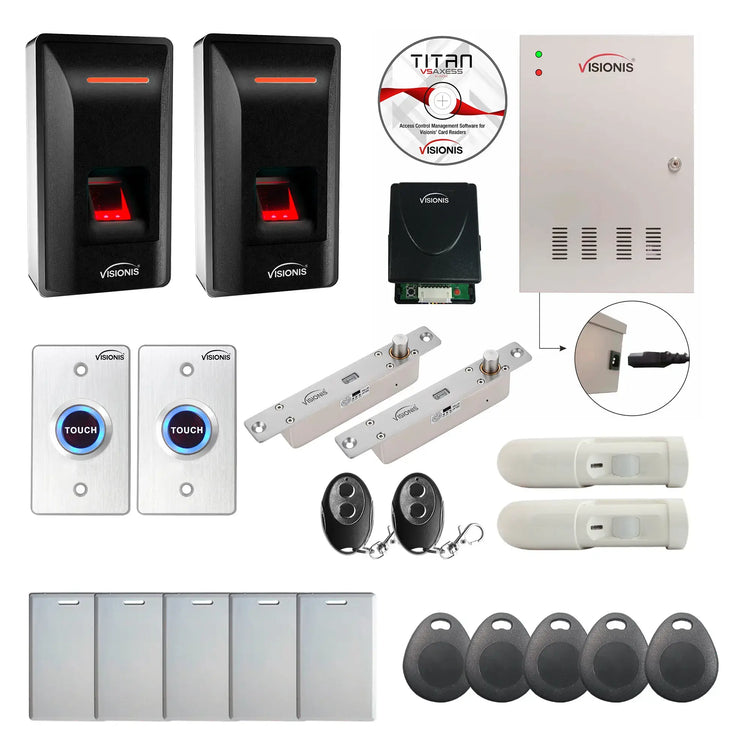 Card Access Control Systems with Biometric Fingerprint Reader, Drop Bolt, PIR, Software - FPC-9334