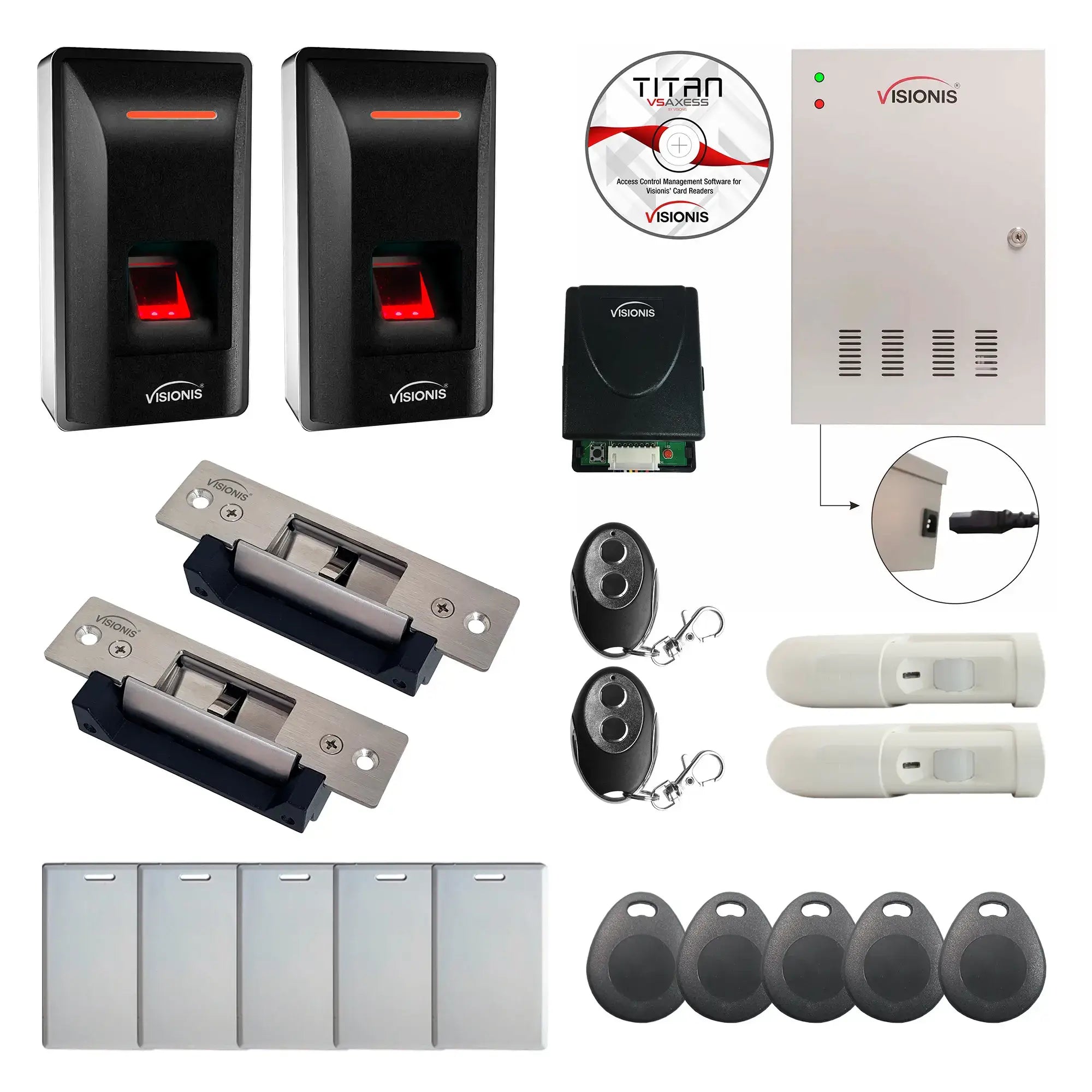 Card Access Control Systems with Biometric Fingerprint Reader, Electric Strike, PIR, Software - FPC-9335