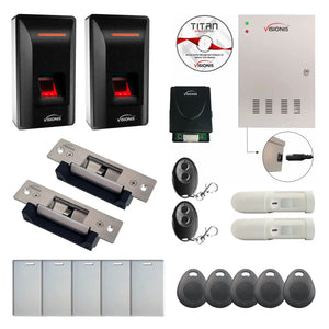 Card Access Control Systems with Biometric Fingerprint Reader, Electric Strike, PIR, Software - FPC-9335
