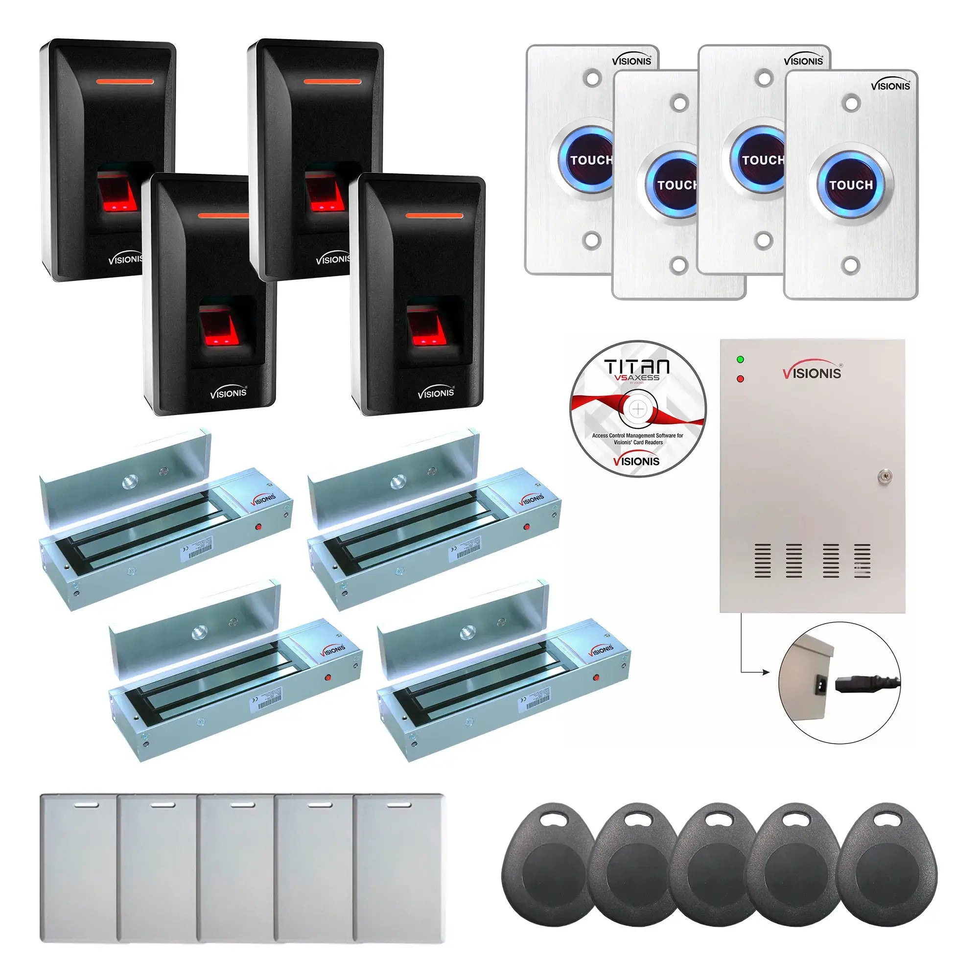 Commercial Access Control Systems with Biometric Fingerprint Reader, Maglocks, Software - FPC-9338