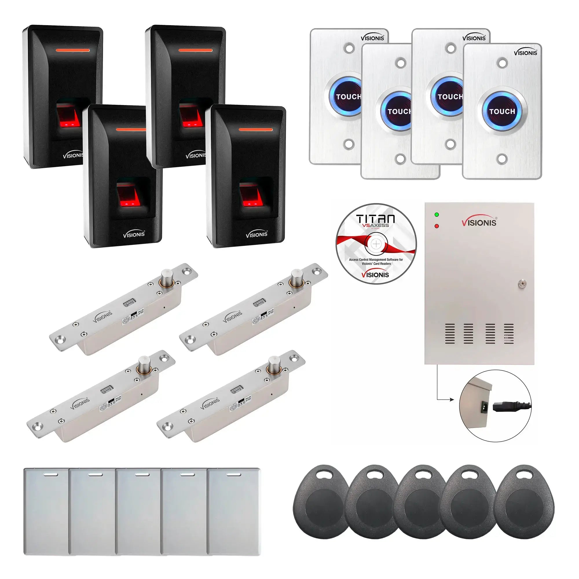 4 Door Access Control with Time and Attendance, electric bolt lock, Biometric Reader - FPC-9348
