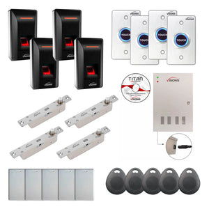 4 Door Access Control with Time and Attendance, electric bolt lock, Biometric Reader - FPC-9348