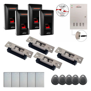 4 Door Access Control with Time and Attendance, Electric Strike, Biometric Reader - FPC-9349