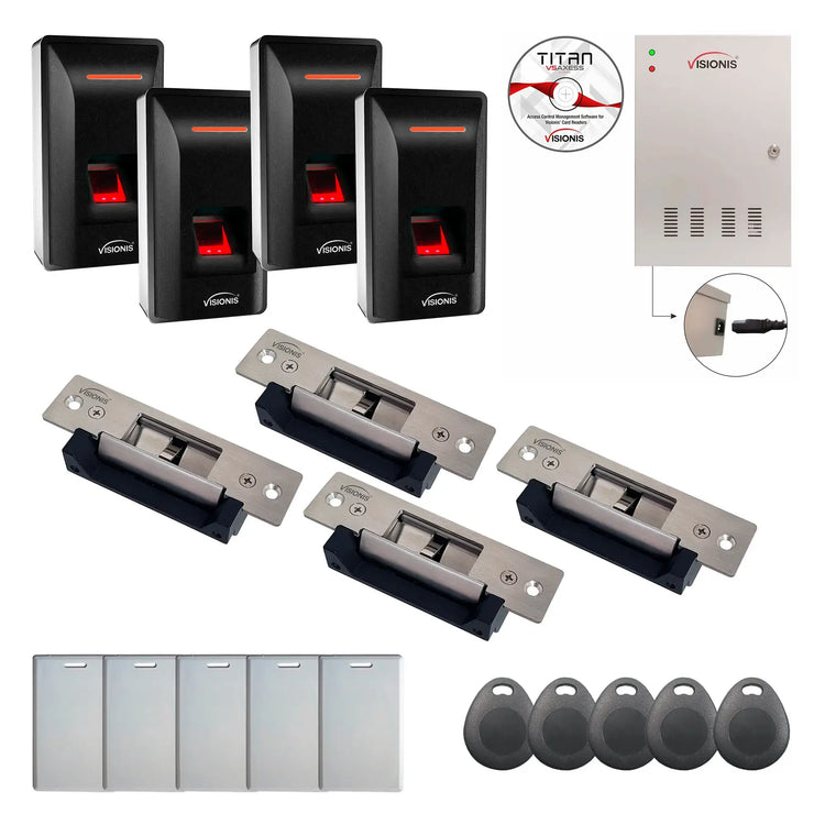 4 Door Access Control with Time and Attendance, Electric Strike, Biometric Reader - FPC-9349