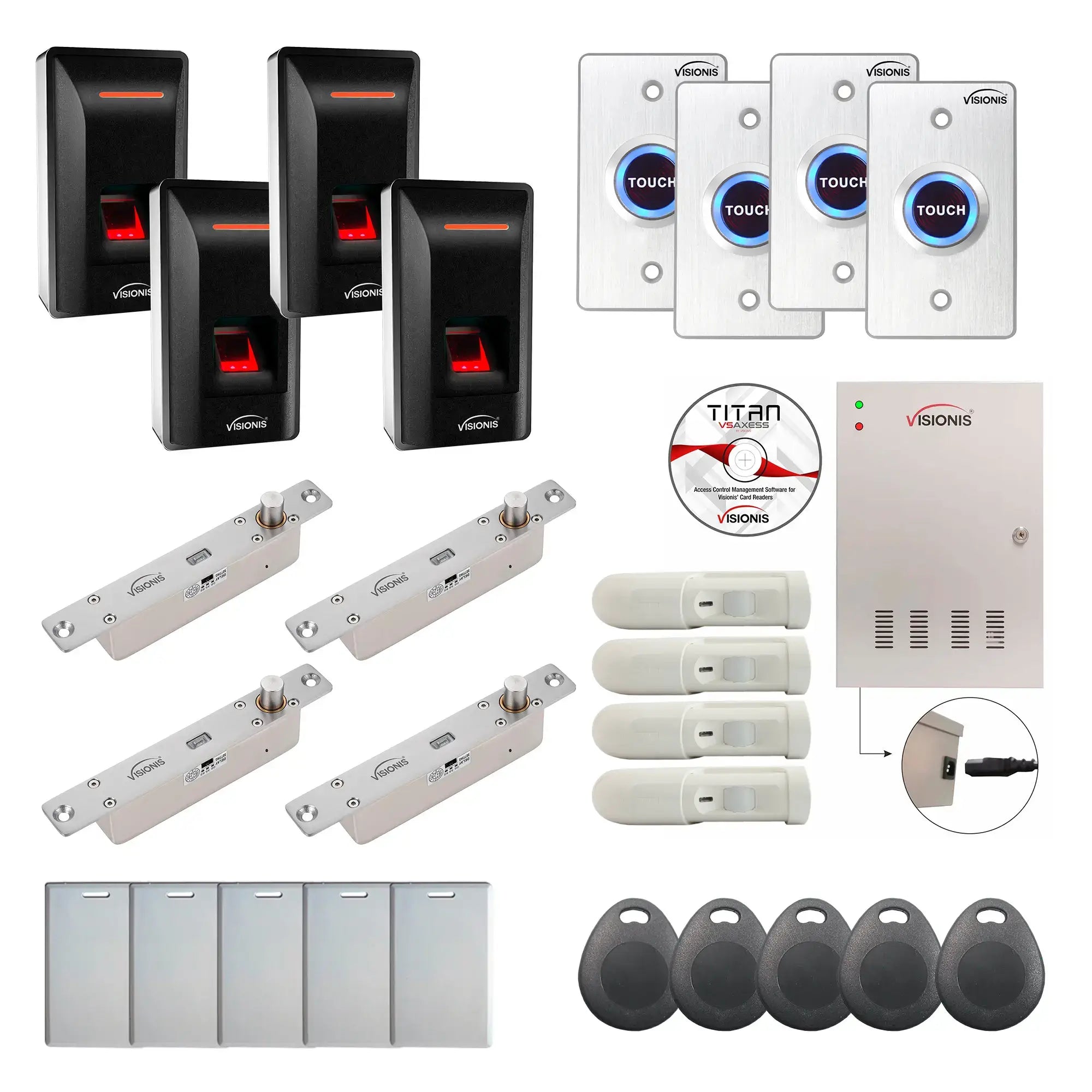 4 Door Access Control with Time and Attendance, electric bolt lock, Biometric Reader - FPC-9350