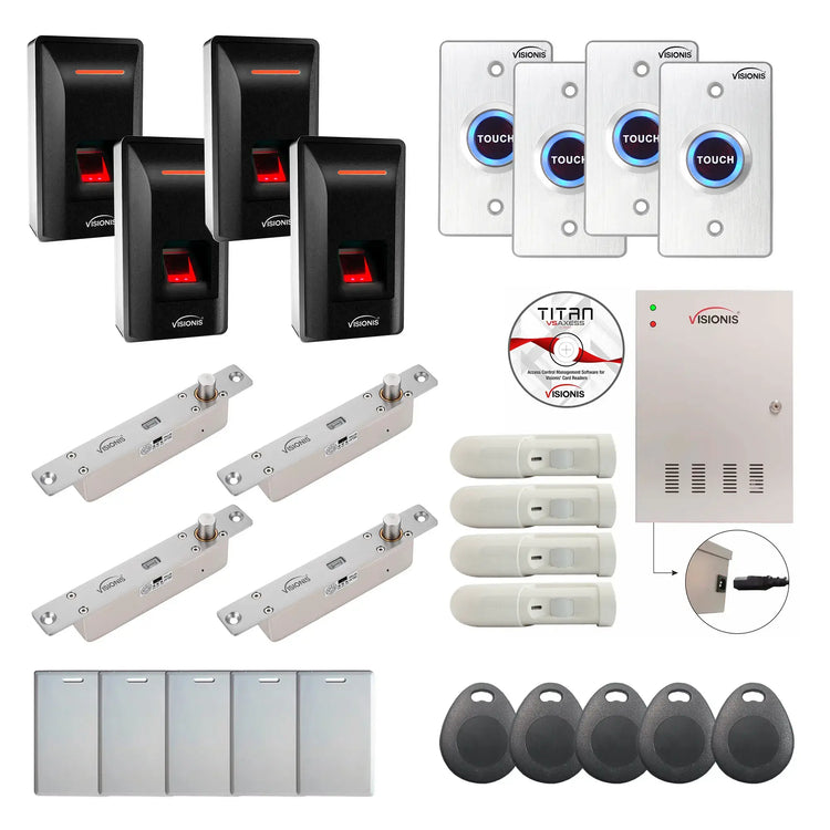 4 Door Access Control with Time and Attendance, electric bolt lock, Biometric Reader - FPC-9350