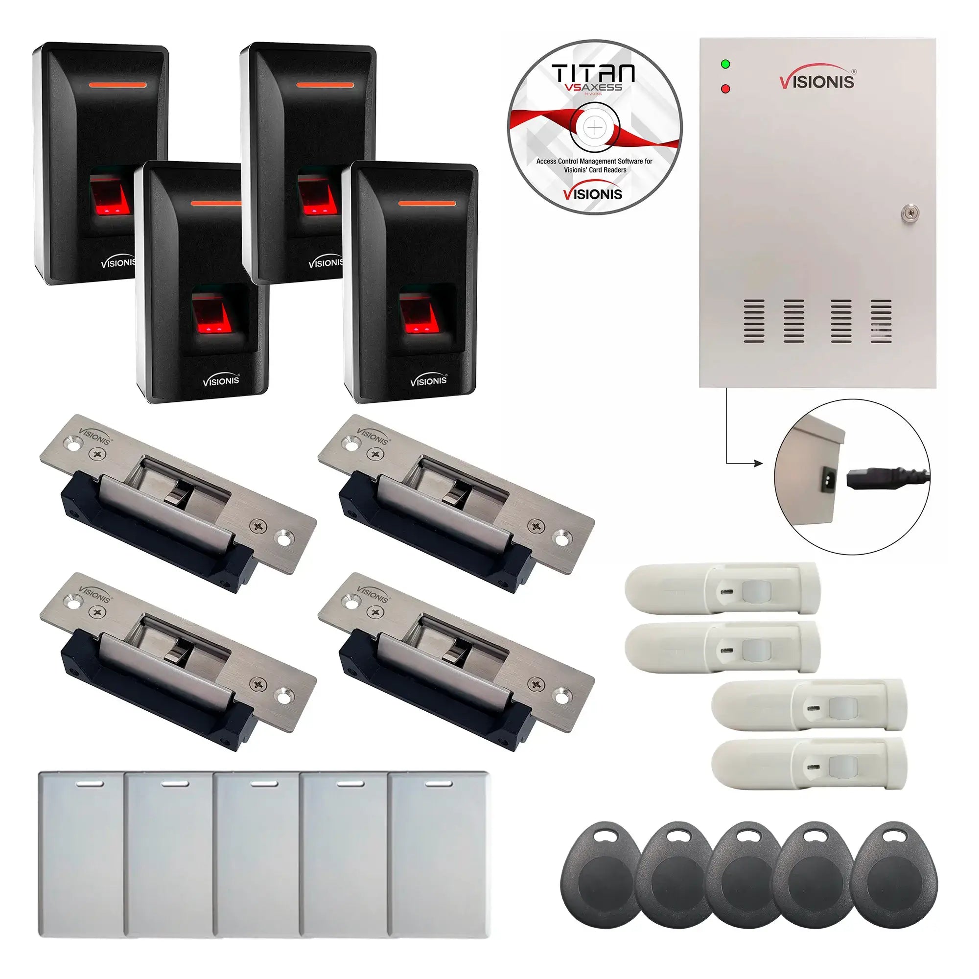 4 Door Access Control with Time and Attendance, Electric Strike, Biometric Reader - FPC-9351