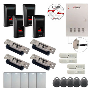 4 Door Access Control with Time and Attendance, Electric Strike, Biometric Reader - FPC-9351