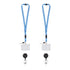 A pack of two blue and white retractable lanyards with detachable breakaway - FPC-9407