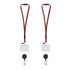 Pack of two red and black retractable lanyards with detachable breakaway clips and clear badge holder - FPC-9410