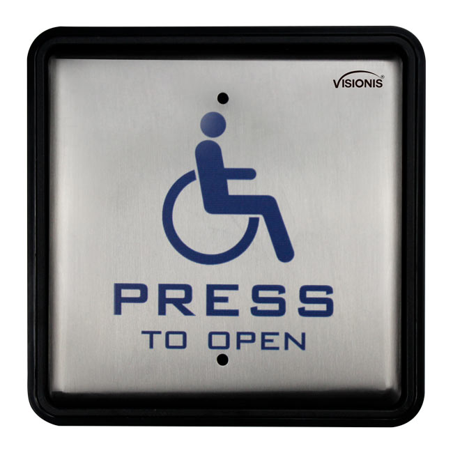 Handicap Push to Exit Button Switch for Access Control. Stainless Steel. Wired NC, COM and NO Outputs. Back Box Included - VIS-7039 Visionis