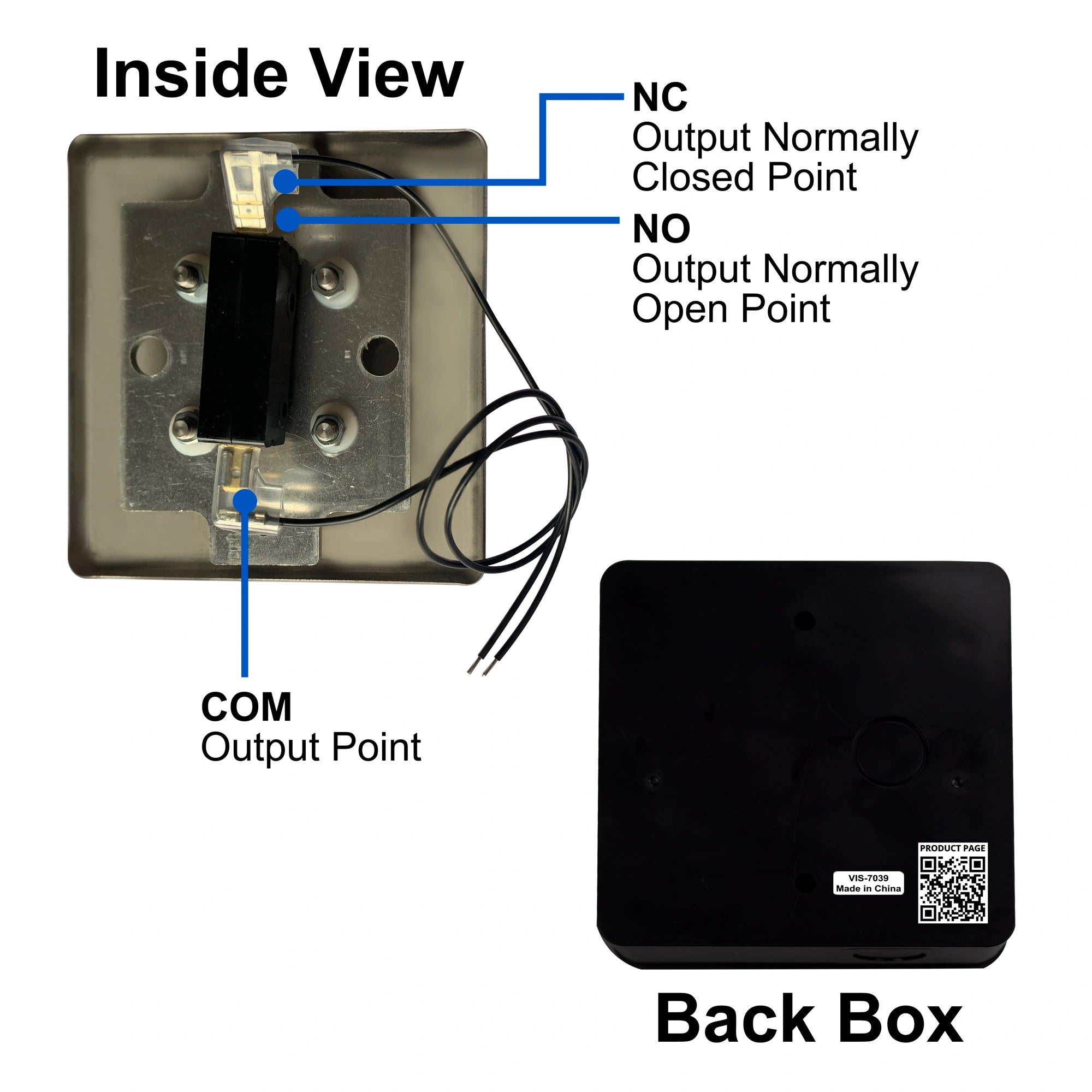 ADA button rear and inside view - VIS-7039 Visionis