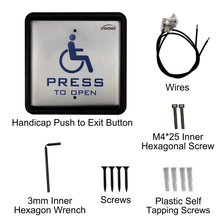 Handicap Button Switch for Access Control. Stainless Steel. Wired NC,
