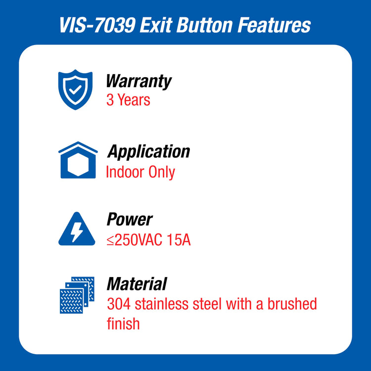 Handicap door button features - VIS-7039 Visionis