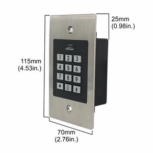 Dimensions Standalone Access Keypads, Visionis VIS-3029, IP66-rated metal design for secure indoor and outdoor access control