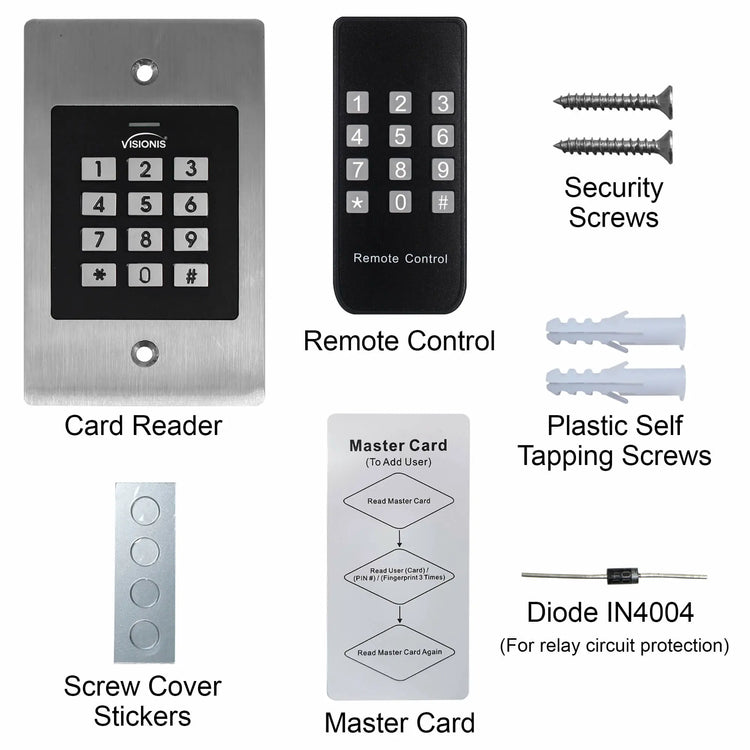 Access control keypads, Visionis VIS-3029, flush mount standalone keypad with Wiegand 26 and EM card compatibility