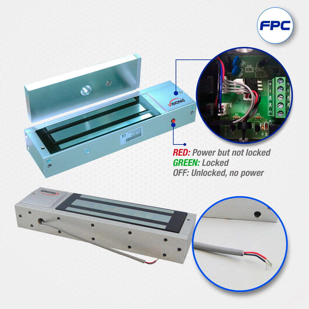 1200 lbs Magnetic door lock with LED Sensor - VIS-ML1200LED Visionis