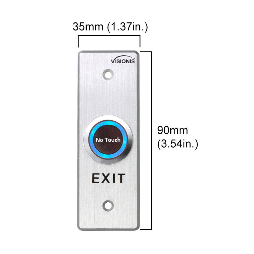 Touchless door exit button with Timer Delay. Dimensions - VIS-7028 Visionis