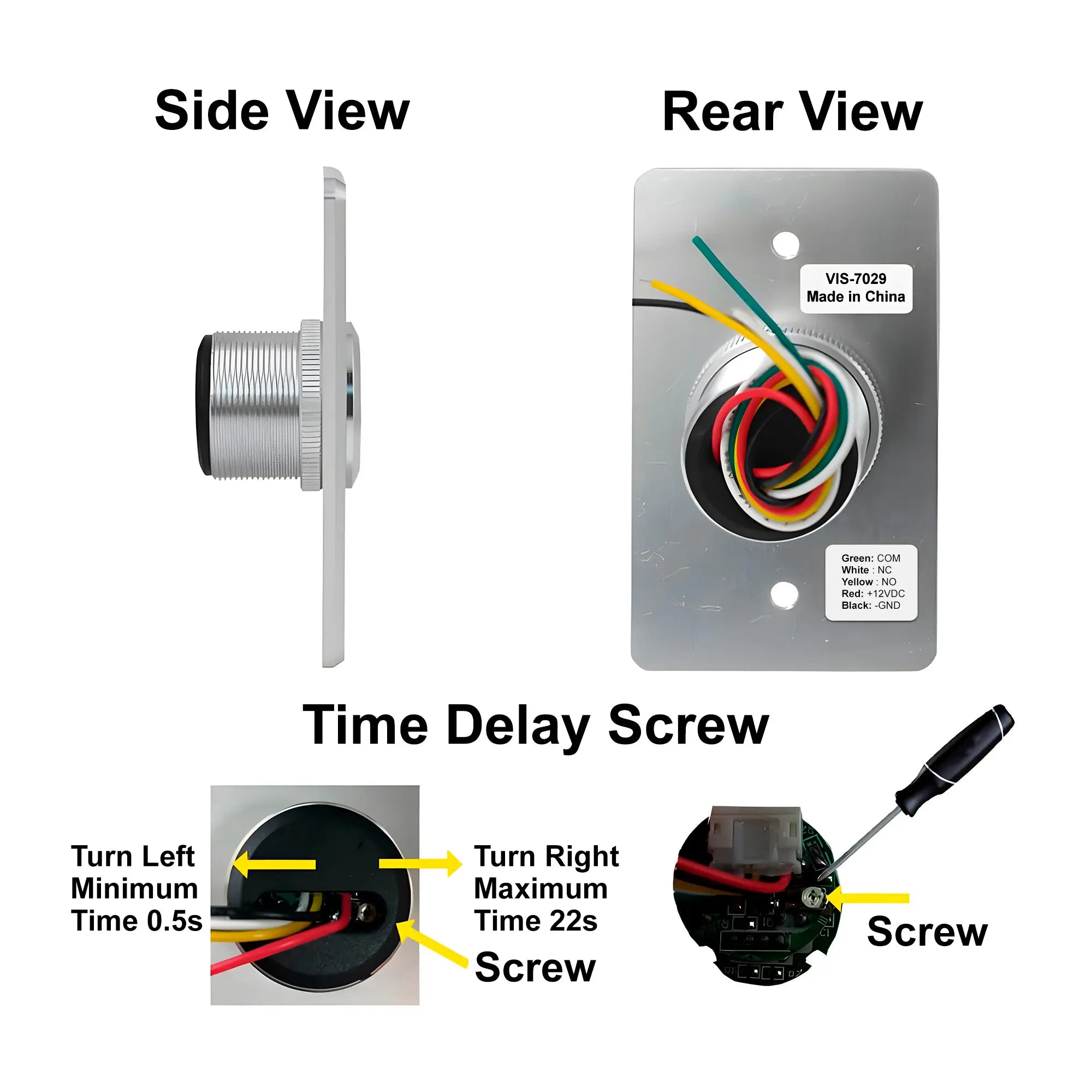 Wave to exit button rear view - VIS-7029 Visionis