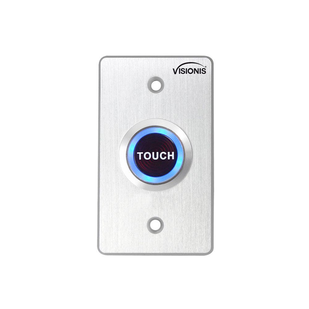 Visionis VIS-7005 - Indoor Ultra Thin Push + Touch To Exit Button For Door Access Control With LED Light NC COM and NO Outputs