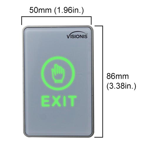 dimensions push to exit button touch-sensitive for access control systems. VISIONIS VIS-7026 