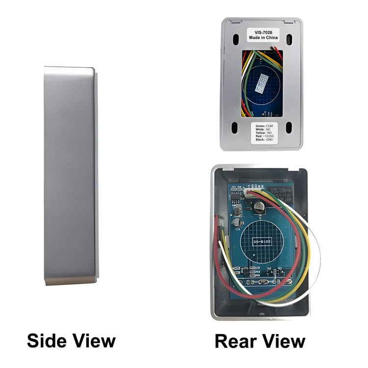 Push to exit button side view and rear view - VIS-7026 Visionis