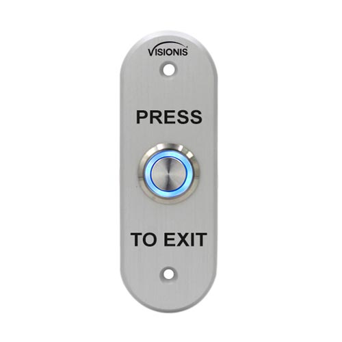 10 Pack Request to Exit Button for Door Access Control VIS-7036. Indoor + Outdoor Waterproof Rated IP65 Stainless Steel Door Bell Type Round Oval Shape. LED Light. NC, COM and NO Outputs - FPC-7600