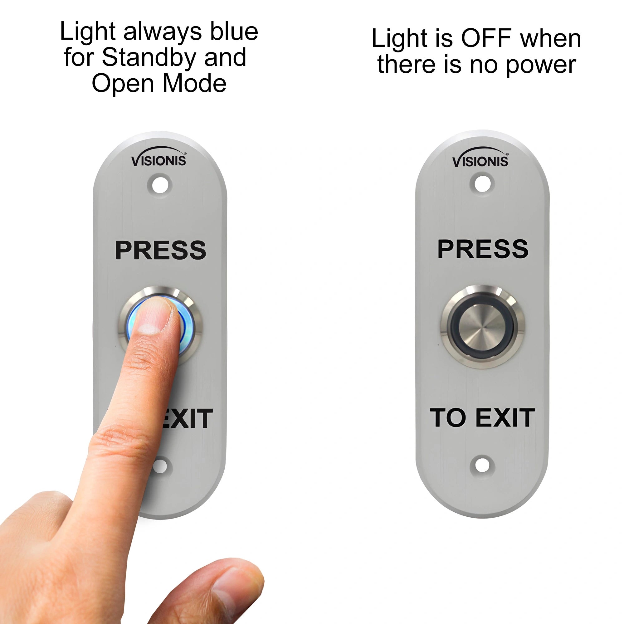 Request to exit button LED modes VIS-7036 Visionis