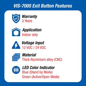 Request to exit button features - VIS-7005 VISIONIS