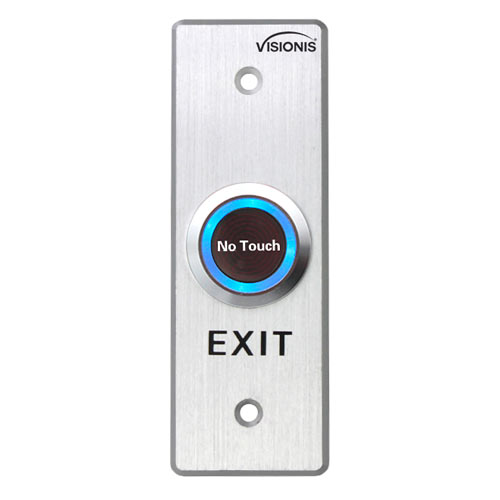 No Touch Infrared Request to Exit Button with Timer Delay. Indoor Stainless Steel Slim Size with LED Light. NC, COM and NO Outputs - VIS-7028 Visionis