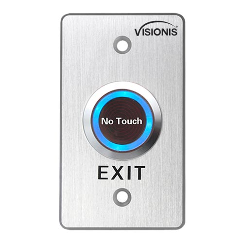 Visionis VIS-7029 - Indoor Stainless Steel No Touch Infrared Request to Exit Button with Time Delay Mid Size NO, COM and NC Outputs