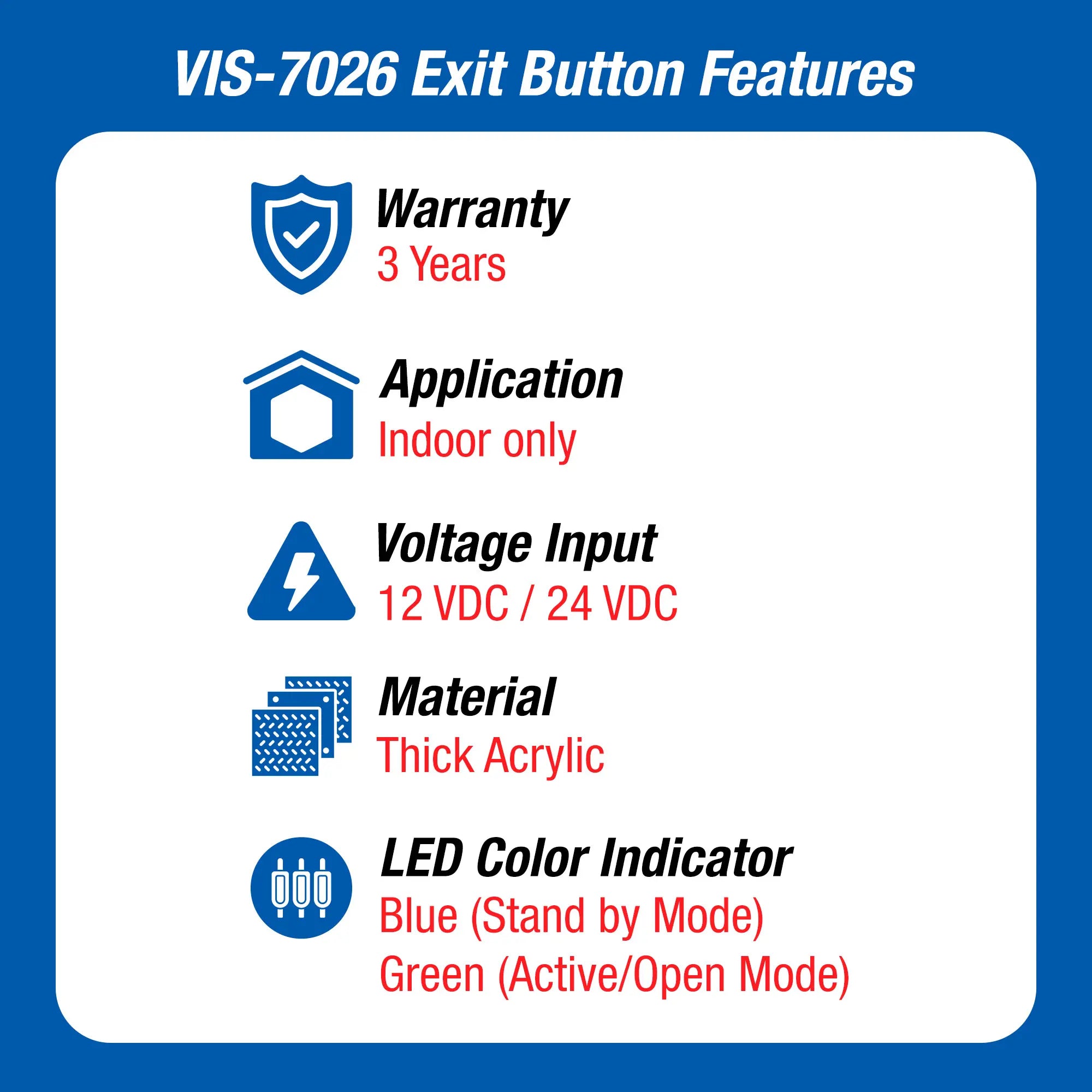 Request to exit button features - VIS-7026 VISIONIS