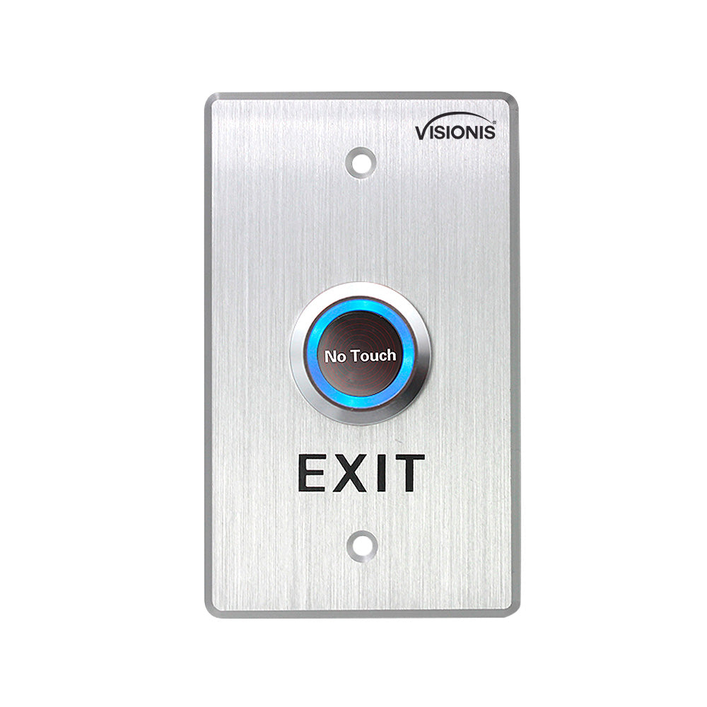 Visionis VIS-7013 - Indoor Stainless Steel No Touch Request to Exit Button with Time Delay Standard Size with LED Light NC COM and NO Outputs