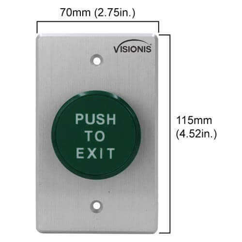 Visionis VIS-7034 - Indoor Big Round Green Request to Push to Exit Button for Door Access Control with NC COM and NO Outputs