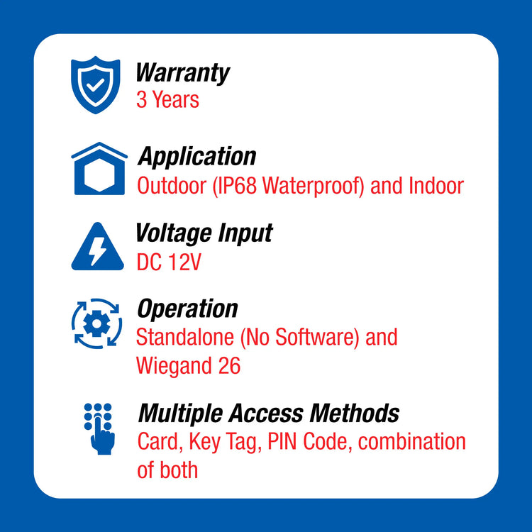 Standalone access control keypad features - VIS-3003 Visionis