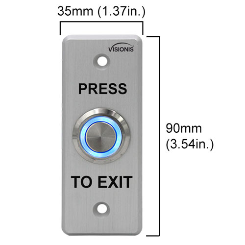 Visionis 4 Pack FPC-7532 VIS-7008 Indoor + Outdoor Weather, Waterproof Rated IP65 Stainless Steel Door Bell Type Round Request to Exit Button Slim Size for Door Access Control with LED Light + NC COM and NO Outputs