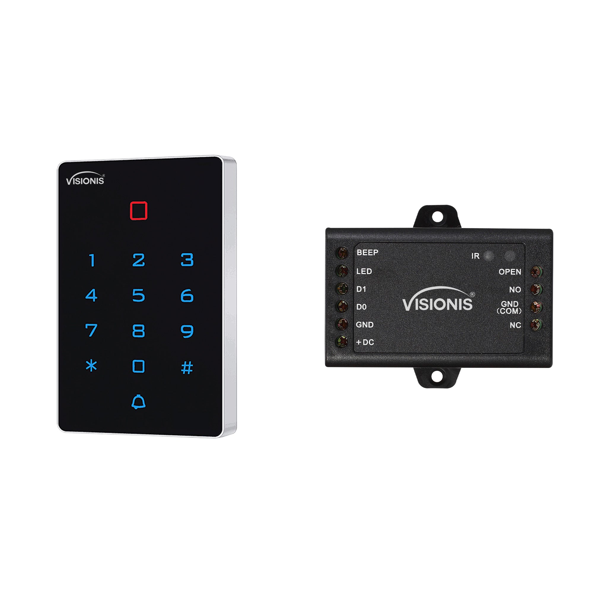 Visionis VIS-3025 - Access Control Indoor Outdoor Weatherproof WIFI + Digital Touch Keypad + Reader Standalone with Mini Controller + Wiegand 26 + 125 kHz EM Cards With Doorbell